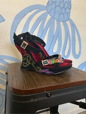 RARE Vintage Y2K Baby Phat Jeweled Wedge Sandal Platforms - Velvet & Gems